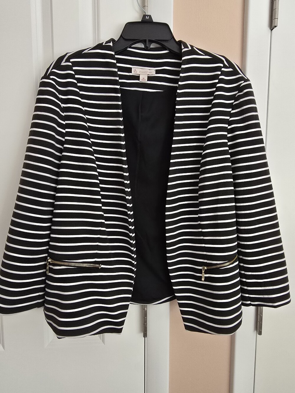 Dressbarn Roz & Ali Striped Knit Open Front Blazer Jacket XL